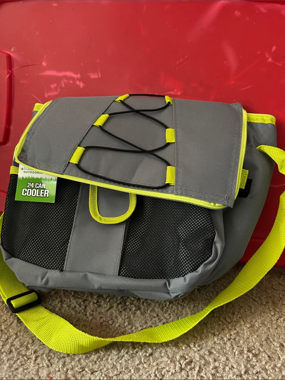 Gray & Neon Yellow Insulated Messenger Cooler Bag